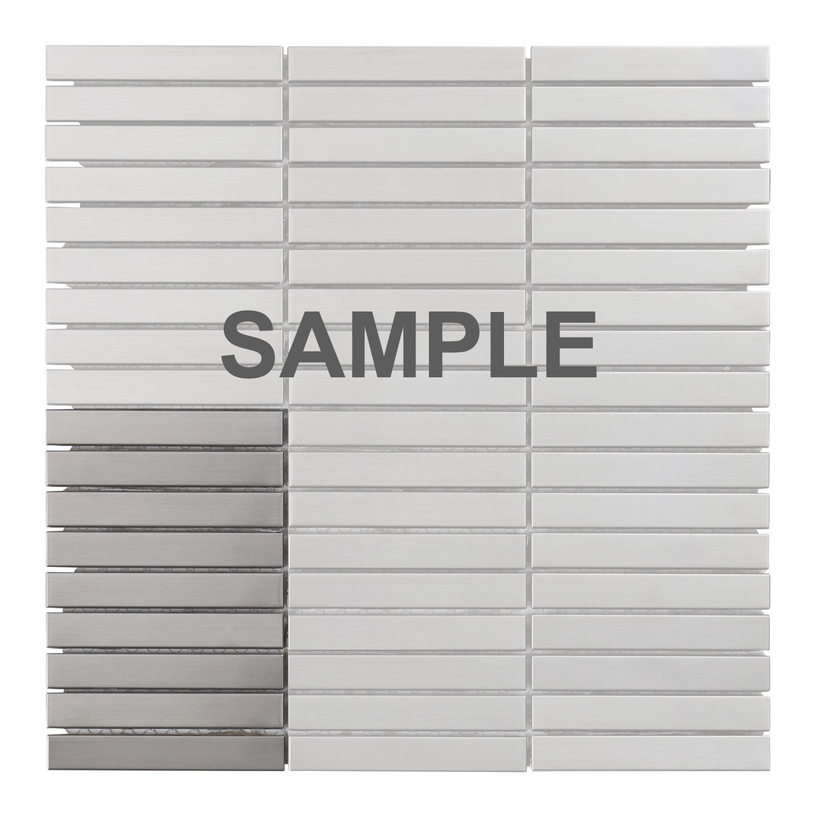 Brushed Nickle Stainless Steel Metallic Metal Stacked Mosaic Tile Backsplash gallery