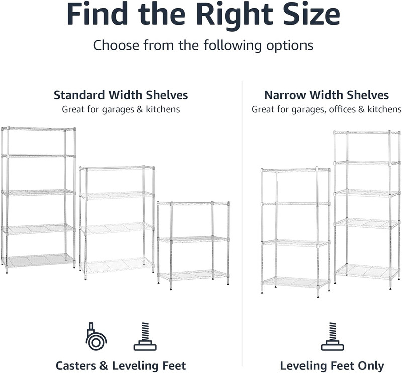 4-Shelf Adjustable Storage Shelving Unit for Garage, Steel Wire Rack, 200 Pound gallery