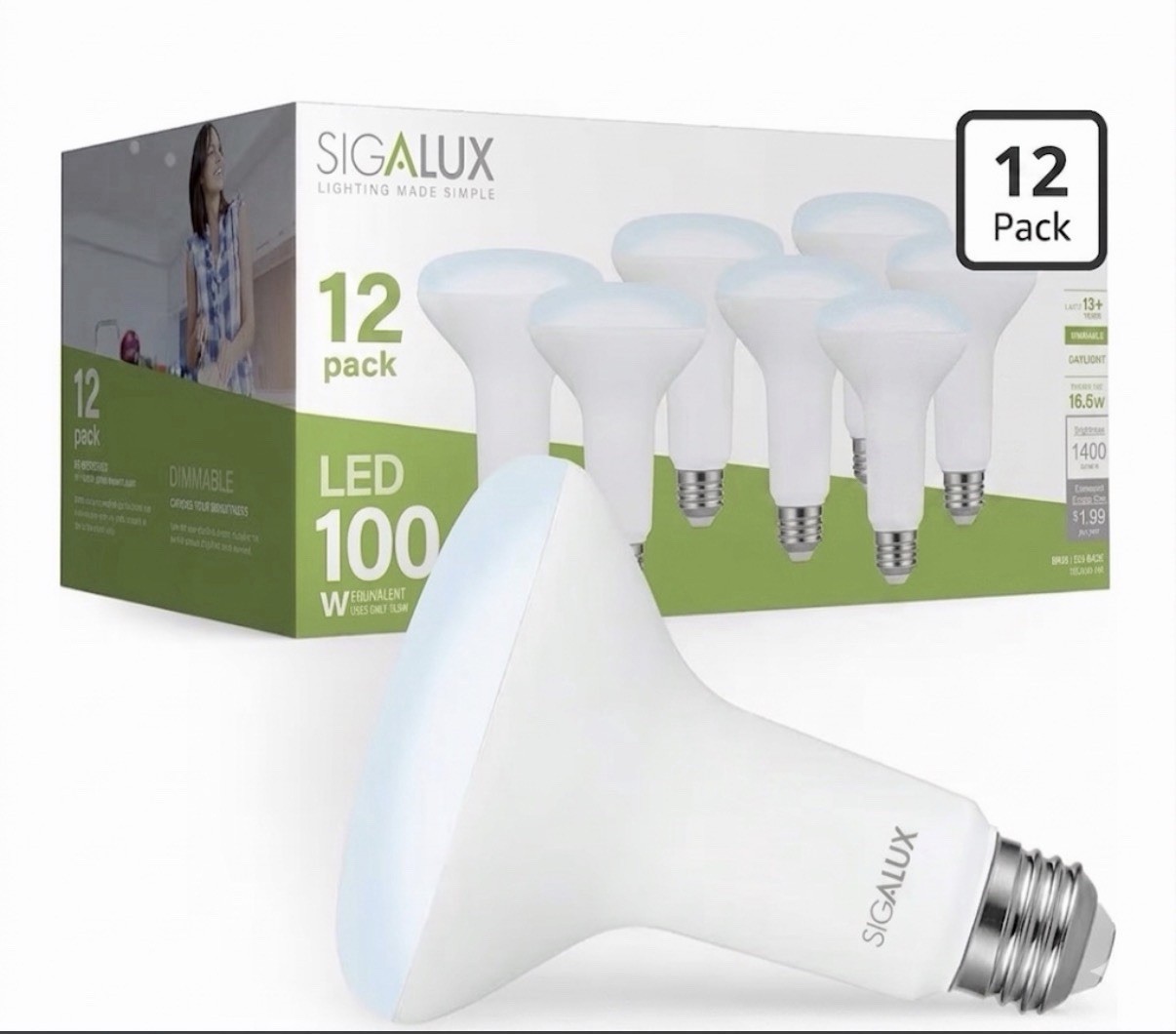 Sigalux BR30 LED Bulbs 100W Equivalent Daylight 12-Pack gallery