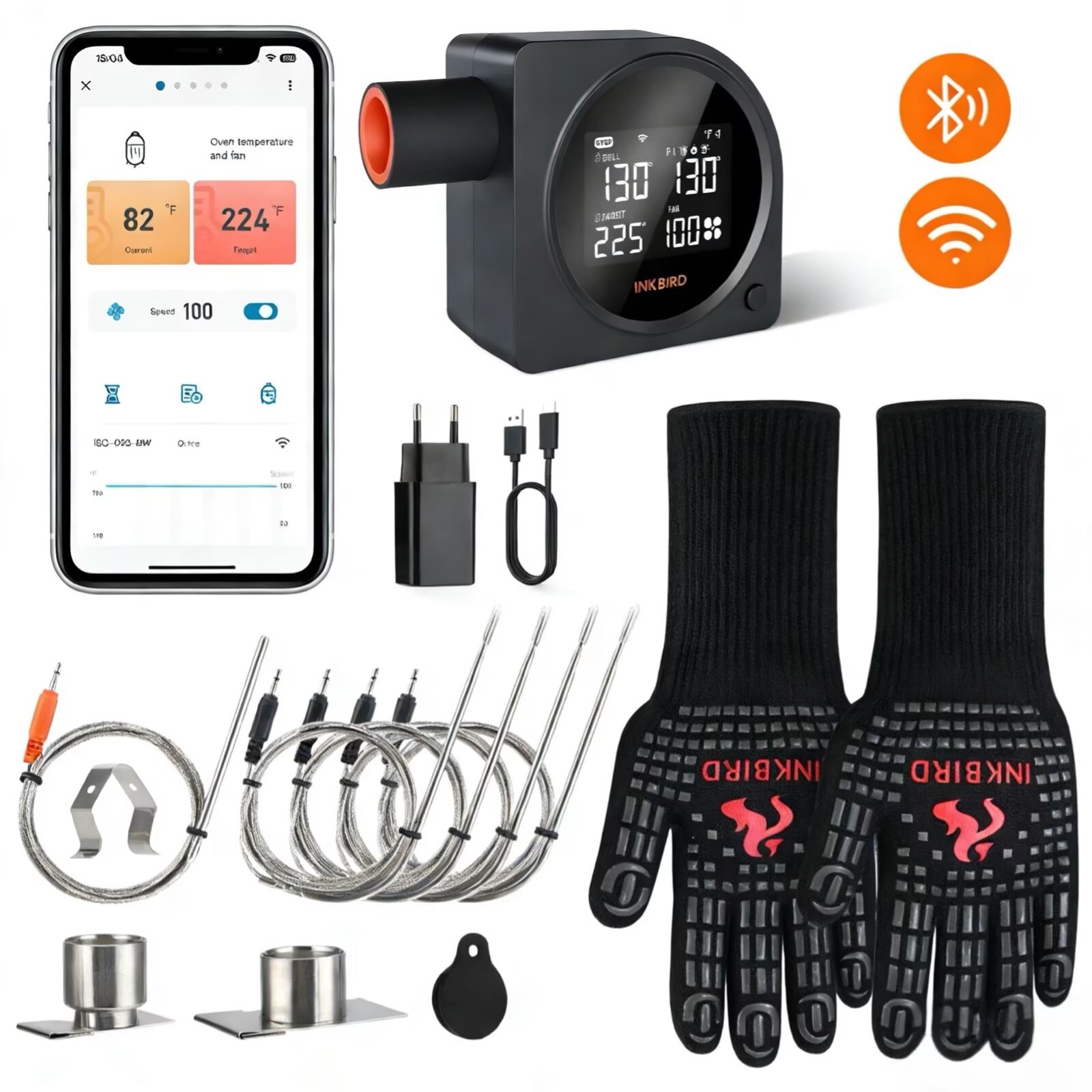 INKBIRD BBQ Temperature Controller WiFi Bluetooth Automatic Smoker Fan Oven Mitt gallery