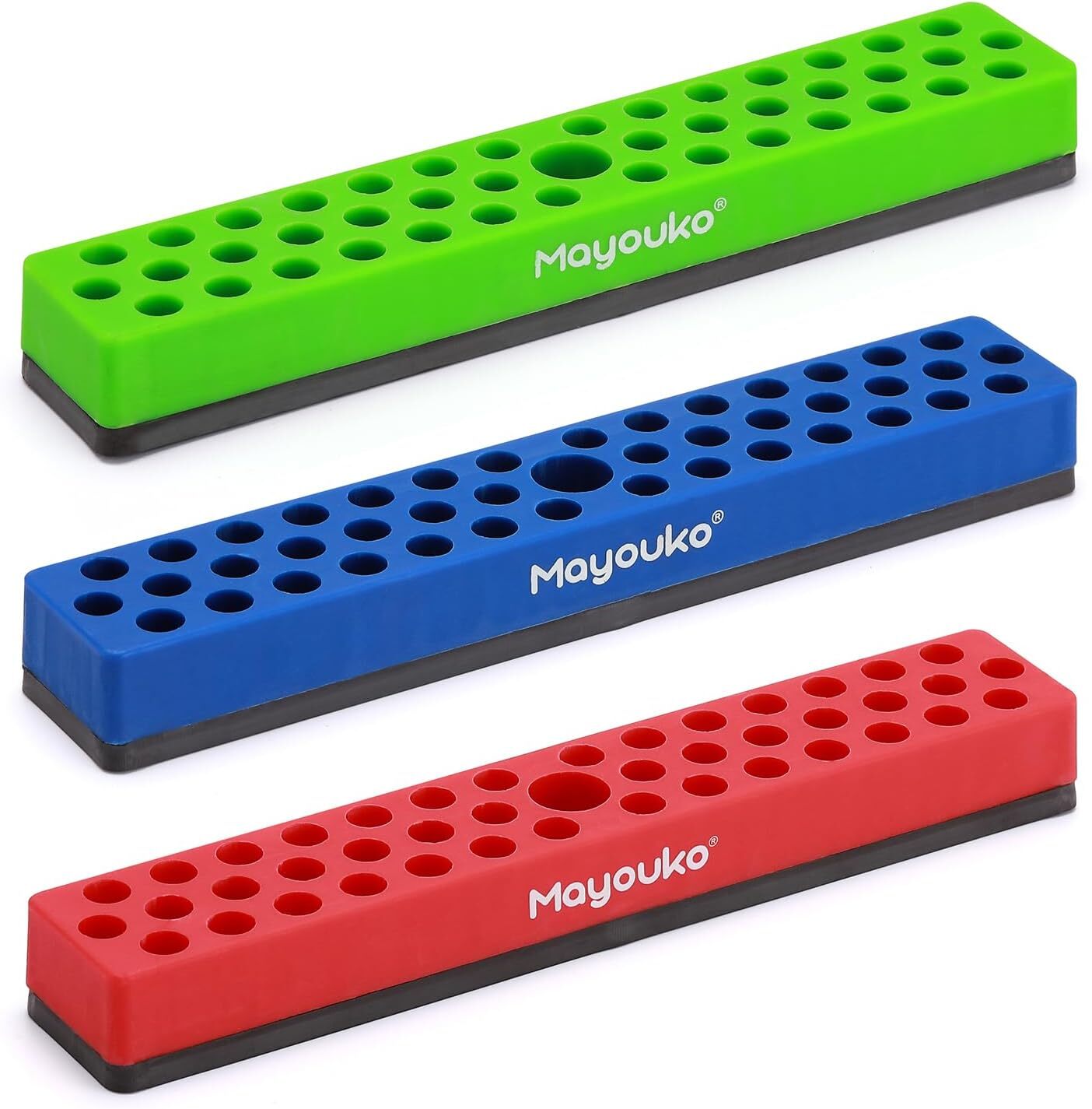 3PCS 1/4" Magnetic Hex Bit Holder Rack Organizer 129 Holes 1/4" Drill Bit Holder gallery