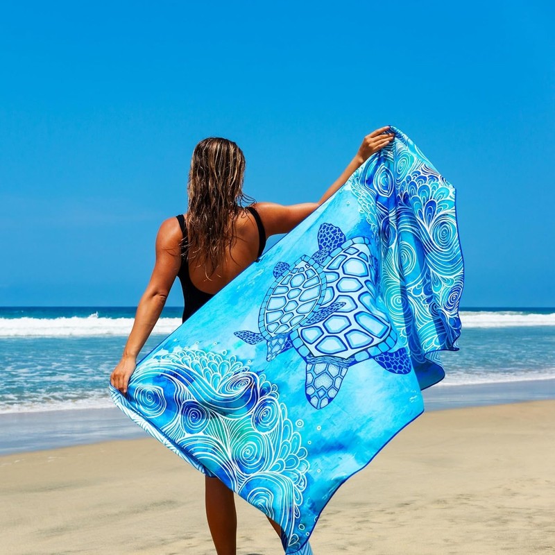 Quick Drying Sea Turtle Microfiber Beach Towel 78x35in - Lightweight & Stylish gallery