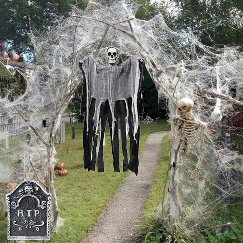Spider Webs Halloween Decorations,300Sqft Spider Webs with30 Fake Spiders, Party gallery