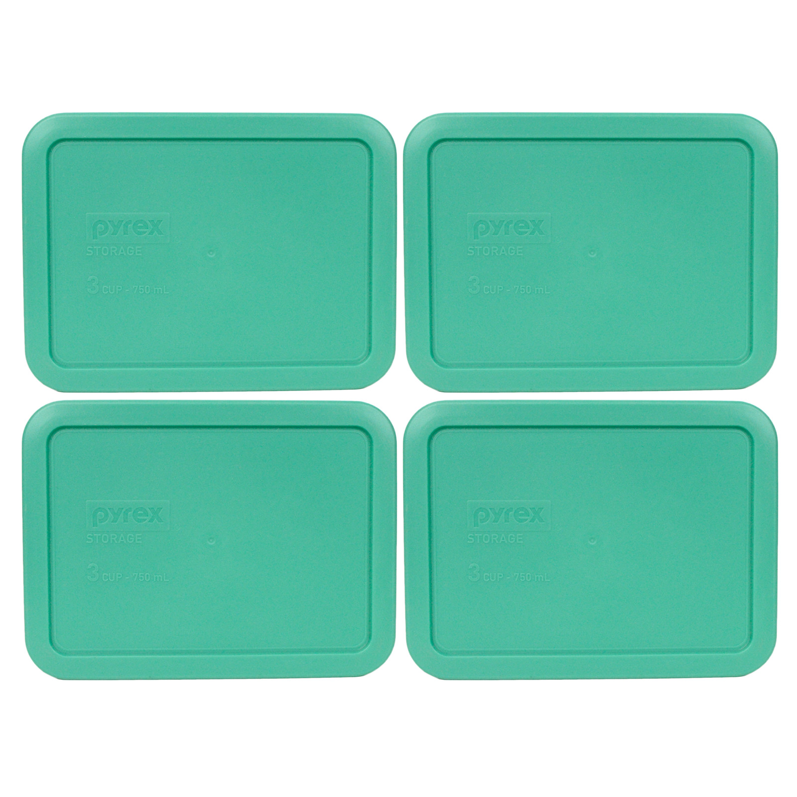 Pyrex 7210-PC 4 Pack Rectangular Green Plastic Replacement Lid Cover Made in USA gallery