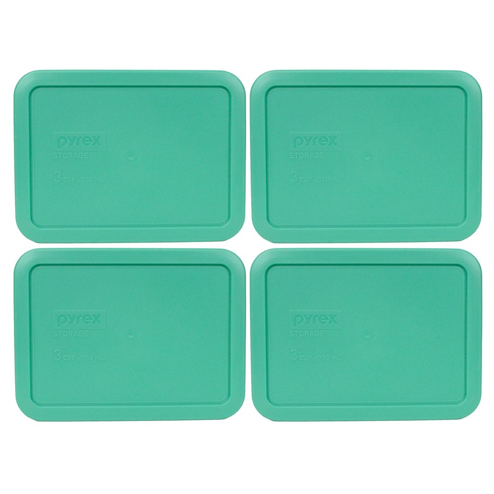 Pyrex 7210-PC 4 Pack Rectangular Green Plastic Replacement Lid Cover Made in USA