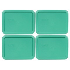 Pyrex 7210-PC 4 Pack Rectangular Green Plastic Replacement Lid Cover Made in USA