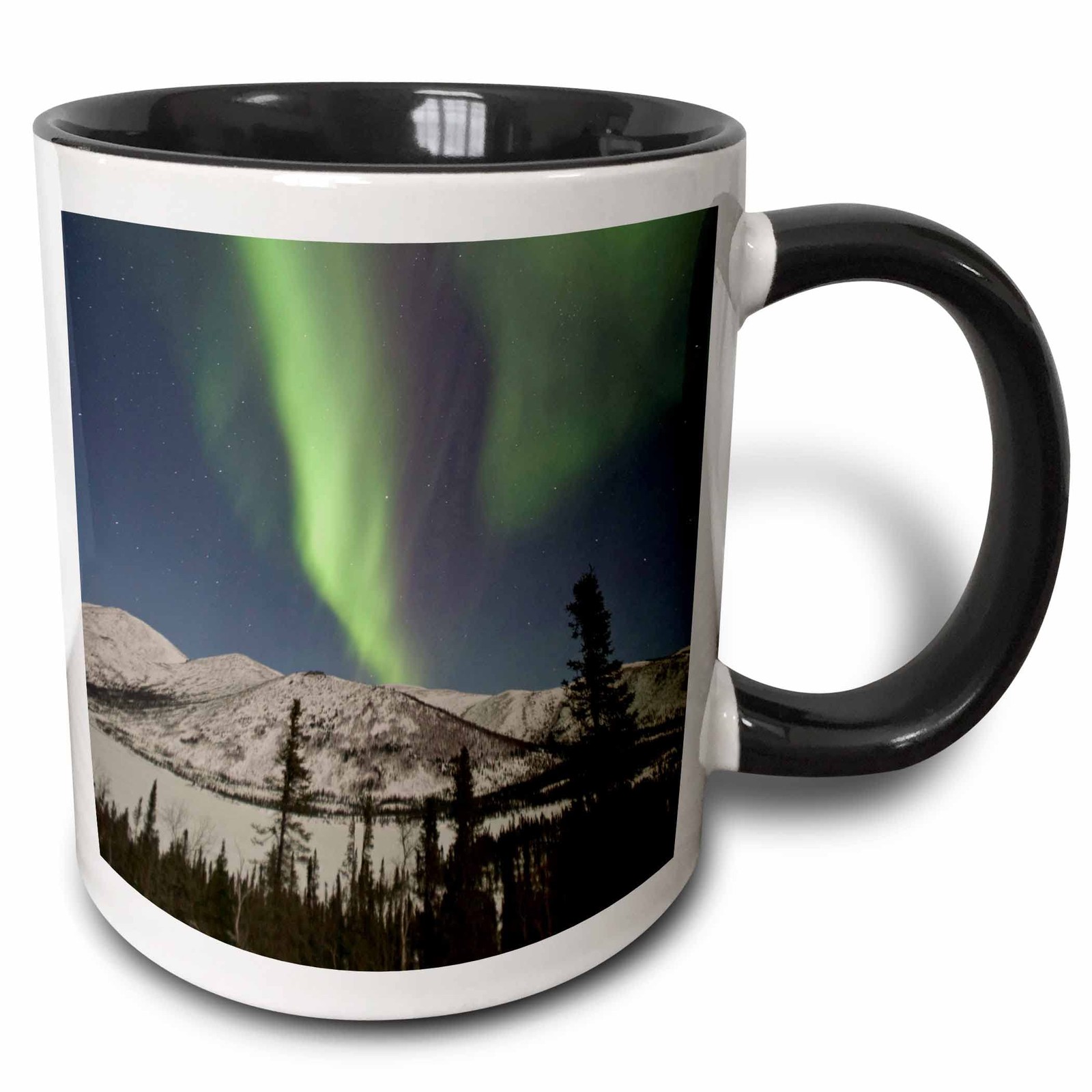 3dRose Aurora Borealis, Northern Lights, Alaska, Use Mug, 11 oz, Black gallery