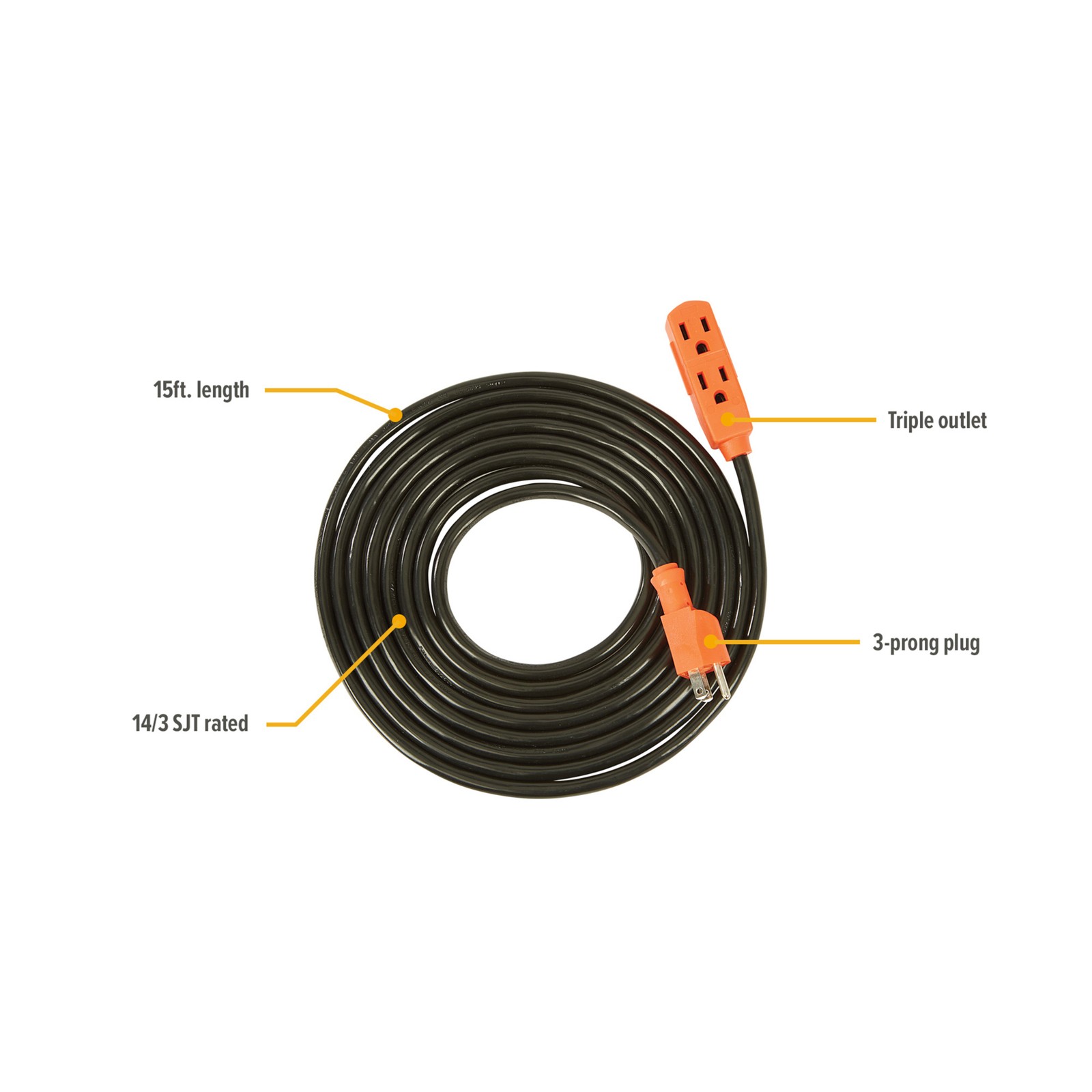 Strongway 3-Outlet Workshop Extension Cord, 15ft., 14/3 Ga., 15 Amps, Model# gallery