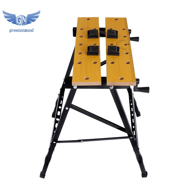 220lbs Capacity Adjustable Folding Workbench with Built-in Ruler & Protractor gallery