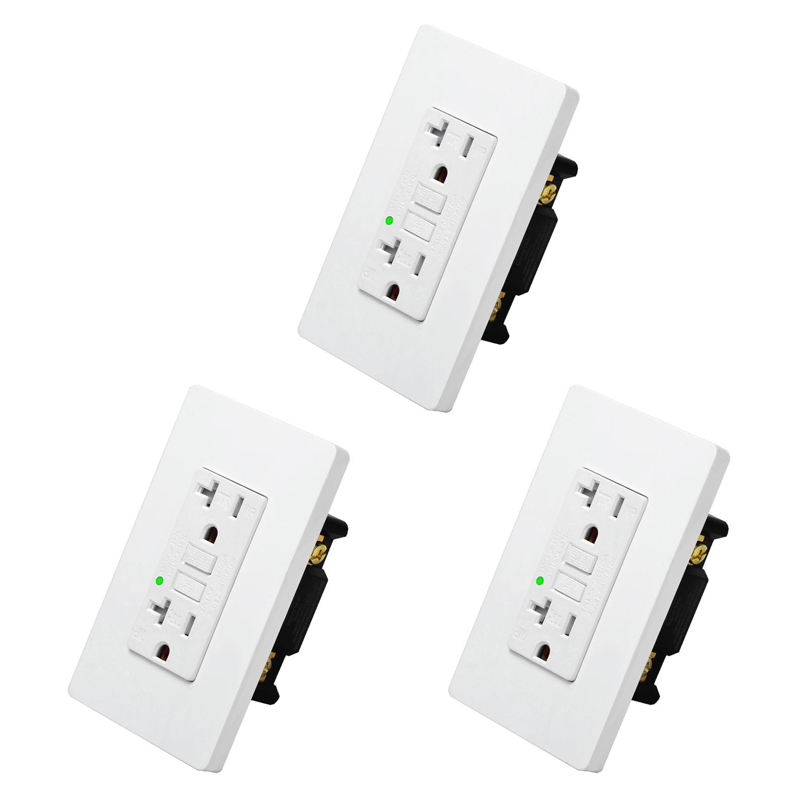 3Pack 20A GFCI Outlet LED Indicator Self-Test TR WR ETL FCC Certified Home Use gallery