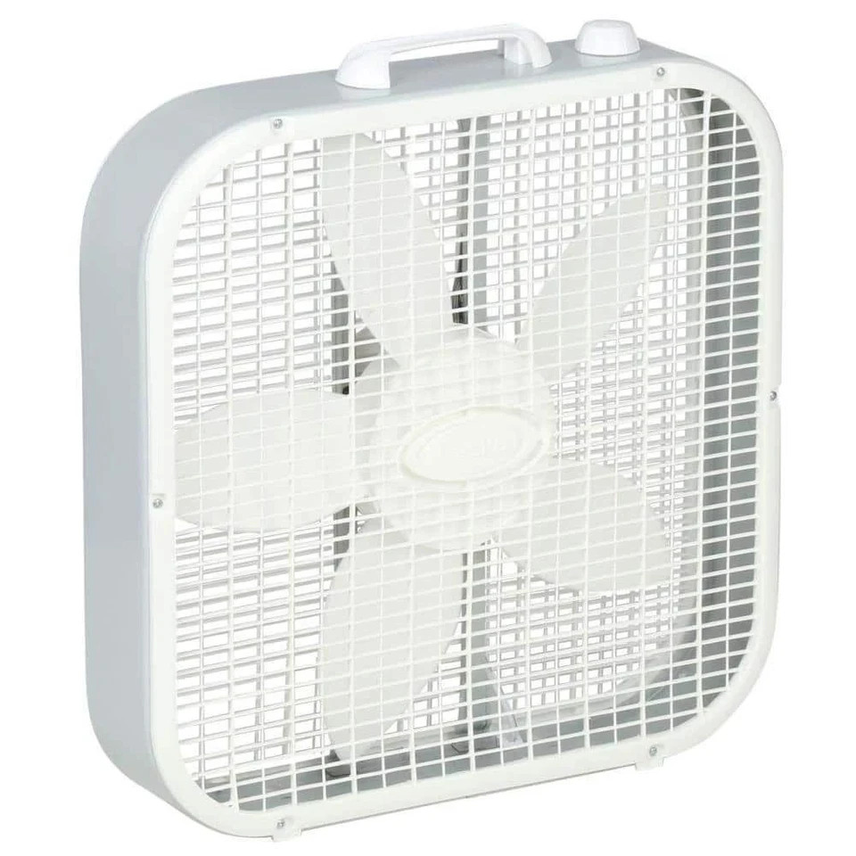 Lasko Energy Efficient 20 in. 3 Speed White Box Fan with Built-In Carry Handle gallery