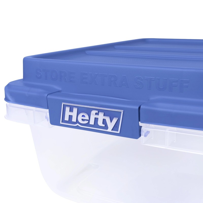 Hefty 18 Quart Clear Storage Bin With Blue Hi Rise Lid FREE SHIPPING gallery