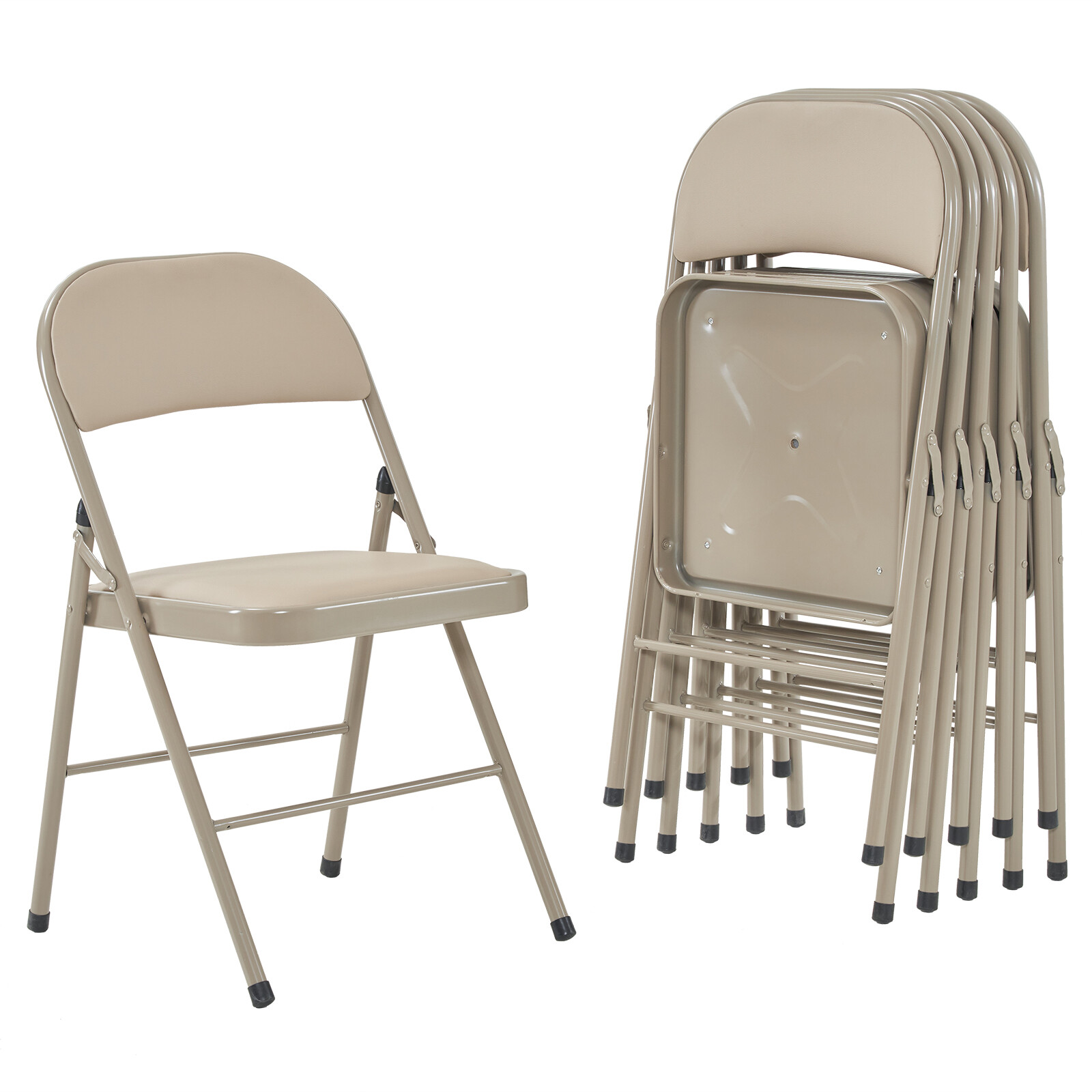 6 PCS Folding Chairs with High-Quality Padded Fabric Seat Heavy Duty Metal Frame gallery
