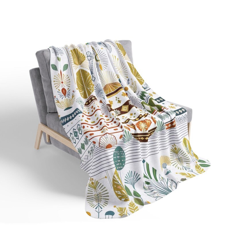 Decorative Patterned Eggs Fleece Sherpa Blanket Throw gallery