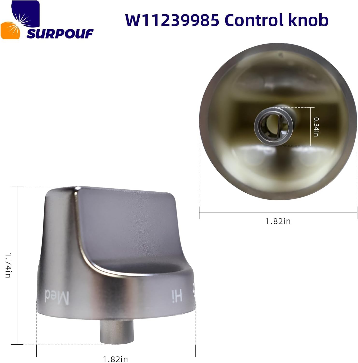 Control Knob W10850015 W11032553 Compatible with Whirlpool Gas Ranges Replace gallery