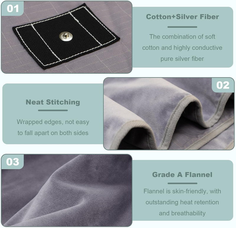 Grounding Blanket - Earth-Connected Silver Fiber Flannel Throw 50"x60 gallery