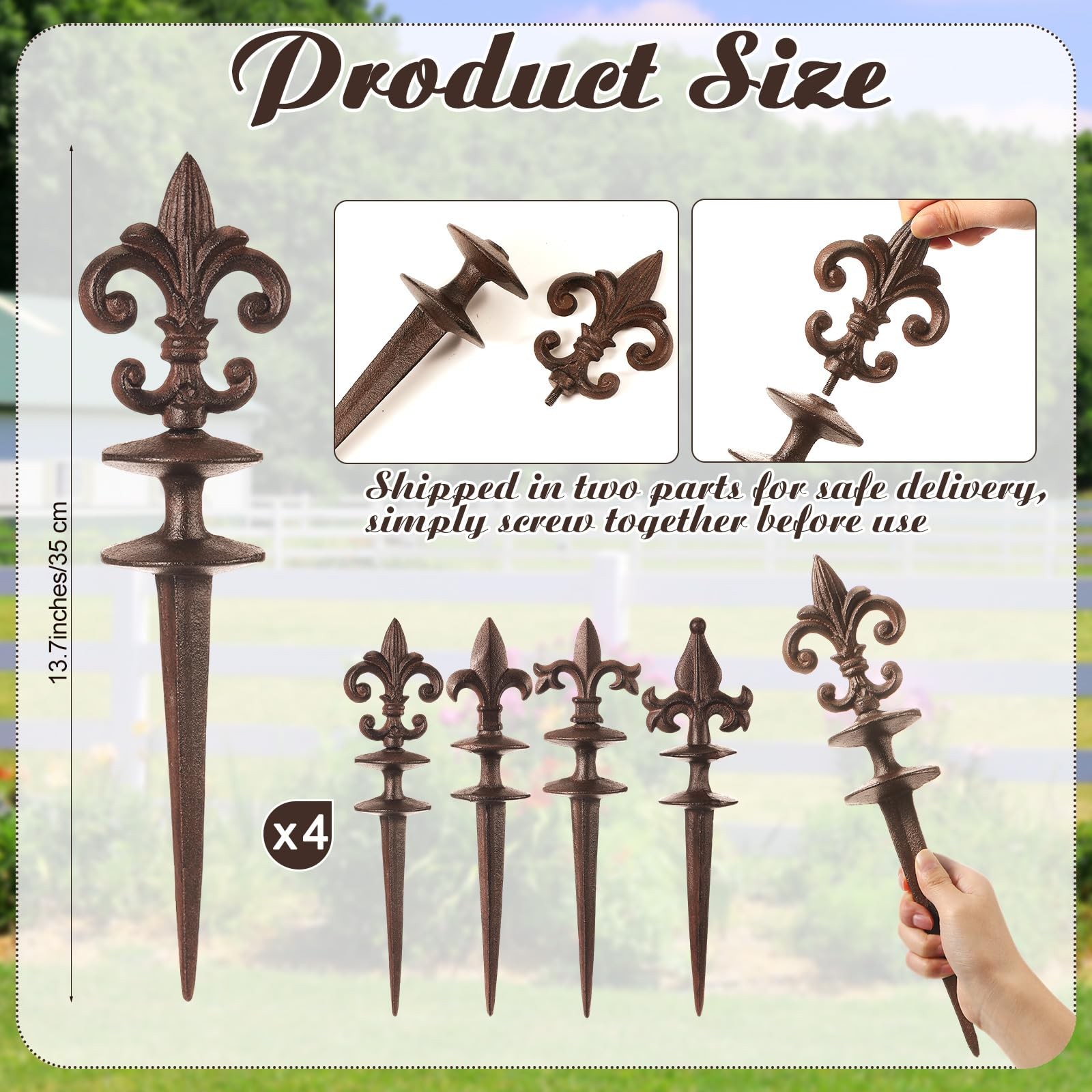 Antique Garden Hose Guide Spikes - 4 Heavy-Duty Cast Iron Stakes for Lawn gallery