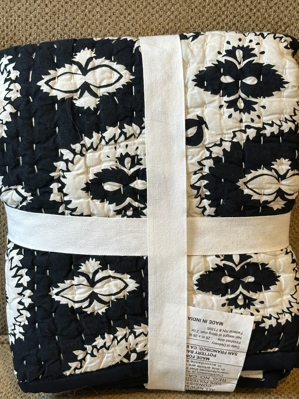 Pottery Barn Sutton Reversible Quilted Single EURO Sham New with tags gallery