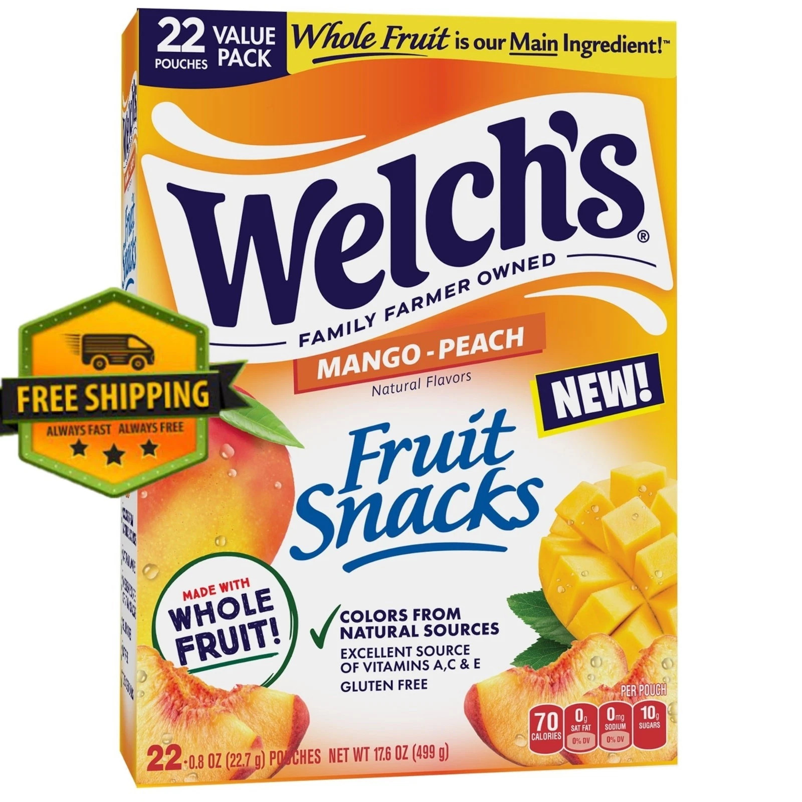 Welch’s Fruit Snacks Mango-Peach – Soft Fruit Snacks, 0.8 oz Each, 22-Count Pack gallery