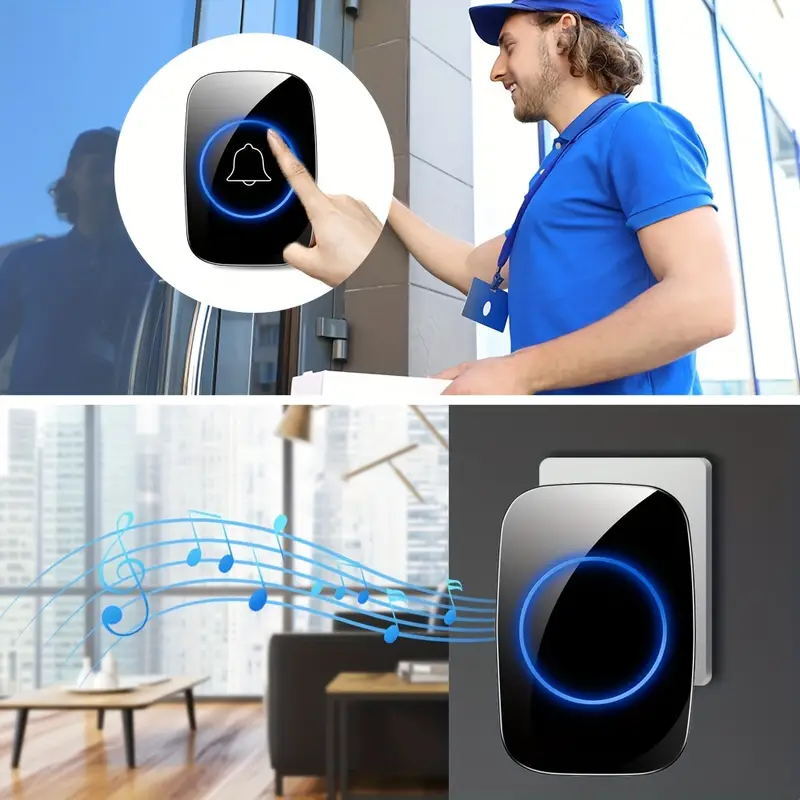 Wireless Doorbell Chime Waterproof Plugin Receiver Adjustable Volume 1000FT Kit gallery