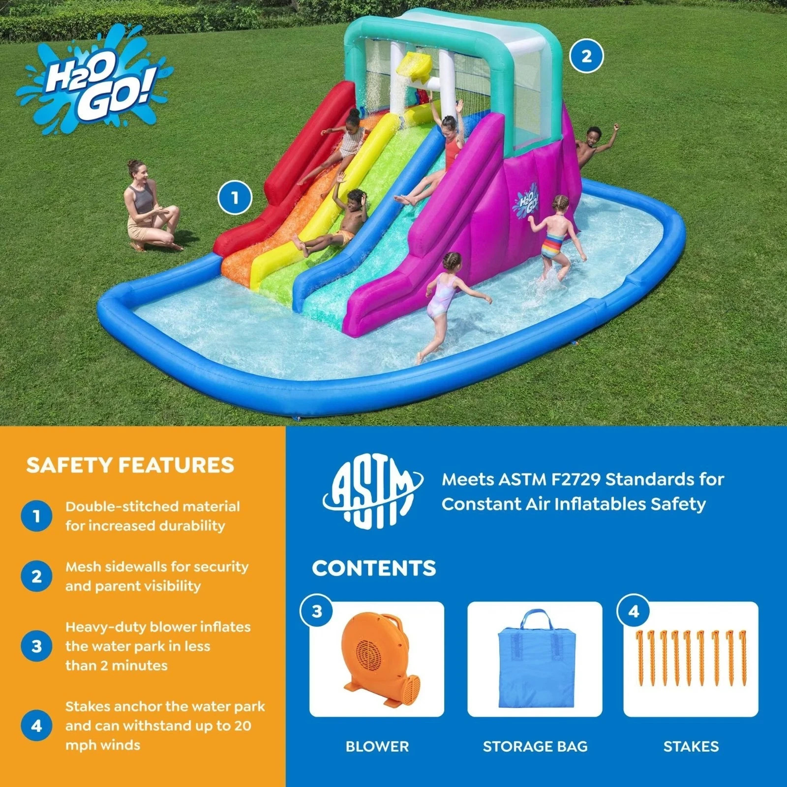 Oversized Triple Splash Mega Water Park 3 Lane Slide Inflatable Play Center gallery