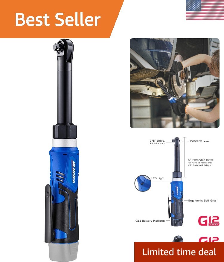 Lightweight 12V Li-ion ACDelco 40 ft-lbs Ratchet Wrench - Extended Tool gallery
