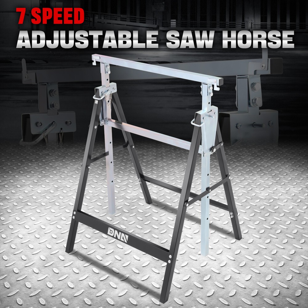 7-Speed Adjustable Height Foldable Metal Sawhorse Work Stand 440lbs. Capacity