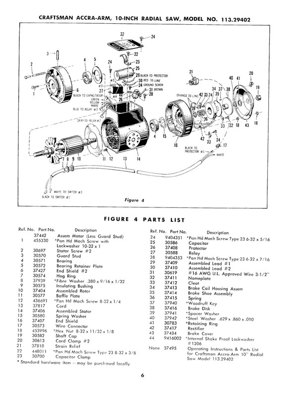 Assembly Operating Instructions Manual 113.29402 Craftsman 10" Inch Radial Saw gallery