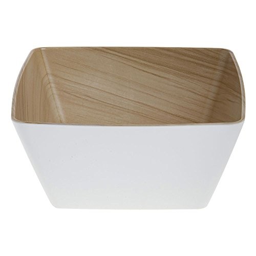 HUBERT® Serving Bowl White Melamine with Wood-Look Interior - 10" L x 10" W x 4 gallery
