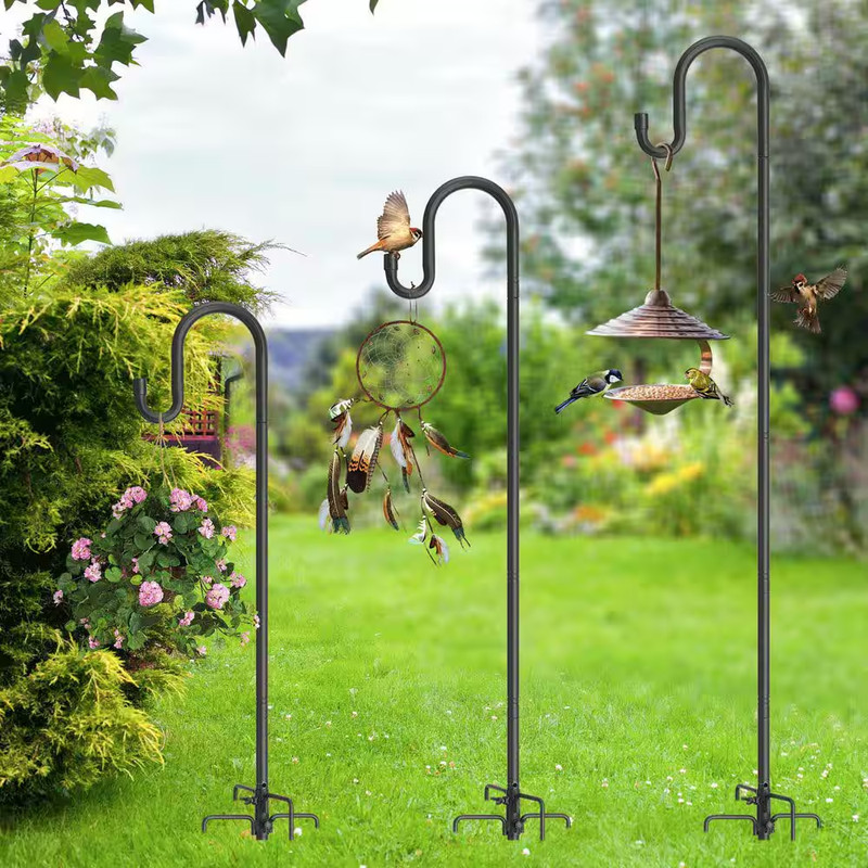 78 In. Adjustable Black Steel Rustproof Garden Hook W/ 5 Prongs for Hanging Bird gallery