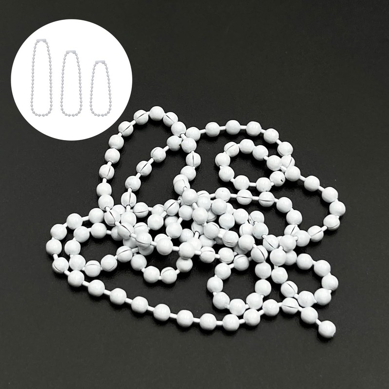 12 Ft White Ceiling Fan Pull Chain Extender 3mm Beaded Ball Chain gallery