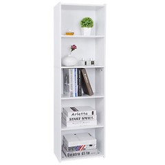 5 Tier Reversible Open Shelf Bookcase Bookshelf Modern White Corner Bookcase
