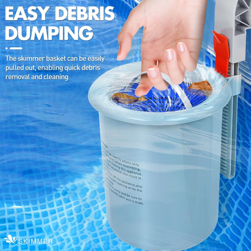 Automatic Above Ground Pool Skimmer with Removable Basket & Floating Filter gallery