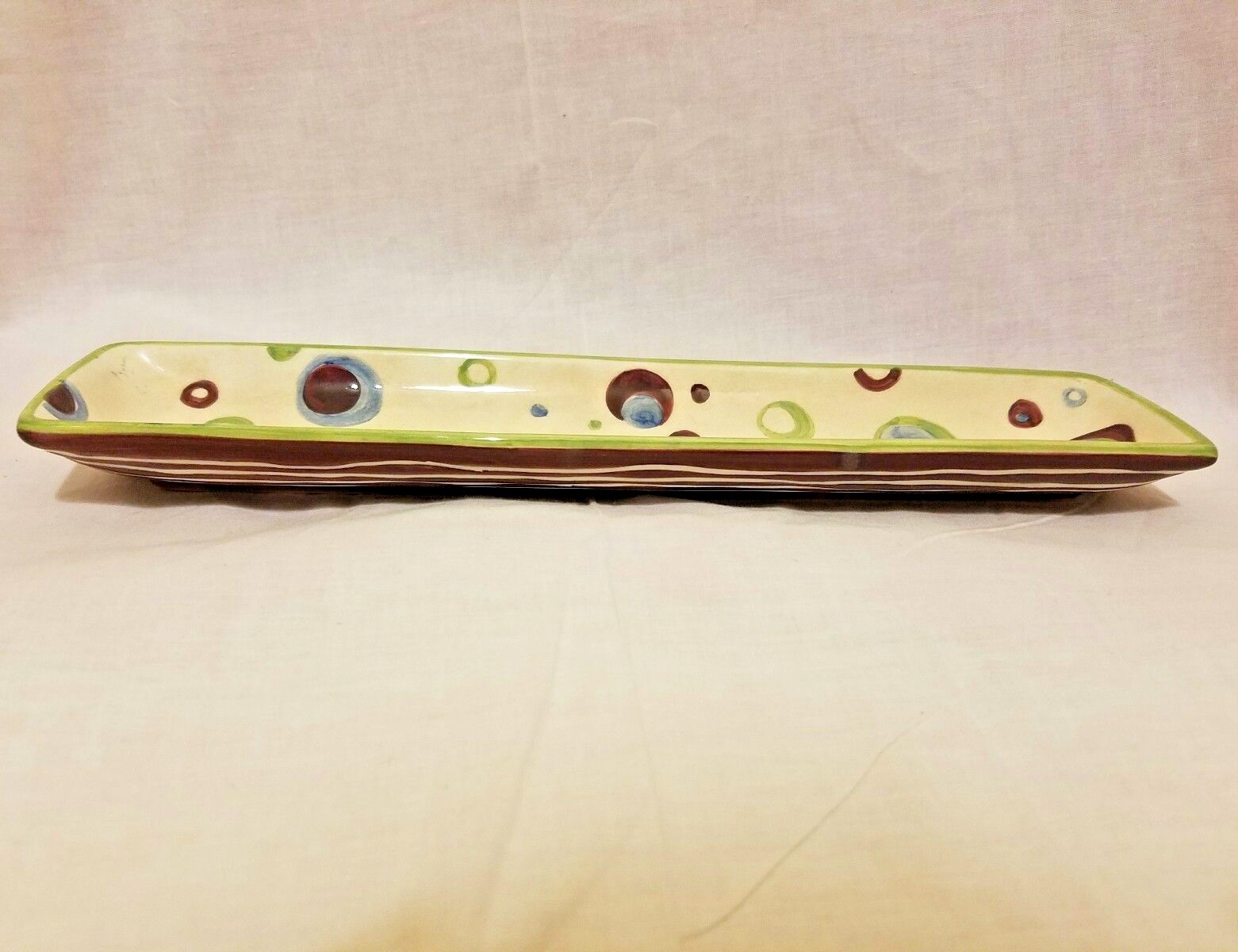 Rare Hand Painted Tika Narrow Rectangle Serving Platter by Home ETC. gallery