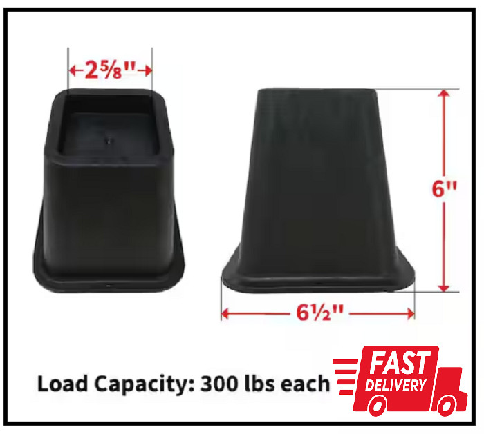 6 Inch Bed Risers 4-Pack Durable Heavy Duty Construction Ensures Black New gallery