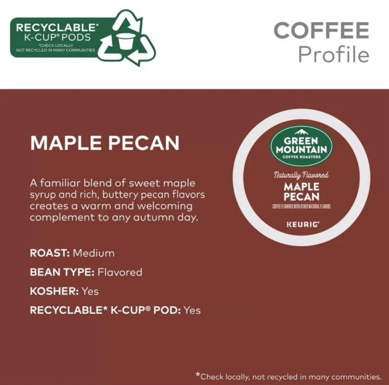 Keurig Maple Pecan Coffee K-cup 24 count exp 08-26-26 gallery