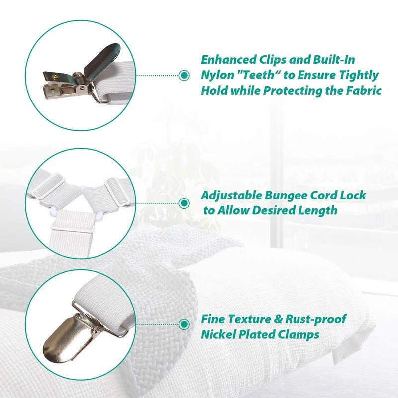 Sheet FastenersFitted Sheet Fasteners Elastic Straps, Adjtable Bedsheet Holders gallery