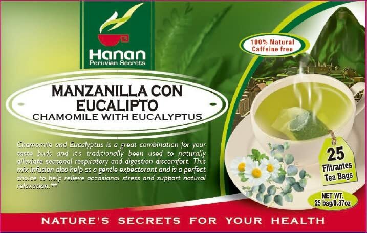 Hanan Peruvian Secrets Chamomile and Eucalyptus Herbal Tea | 100% Natural | gallery