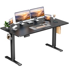 Electric Height Adjustable Standing Computer Desk with Splicing Board, Side Hook