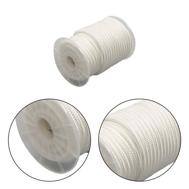 3/8" x 100' White Nylon Solid Braid Knot Rope High UV & Abrasion Resistance gallery