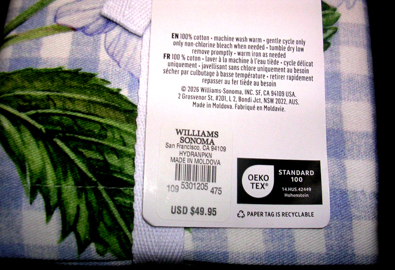 WILLIAMS SONOMA HYDRANGEA GINGHAM NAPKINS 100% COTTON TWILL SET OF 4 FOUR NWTAG gallery