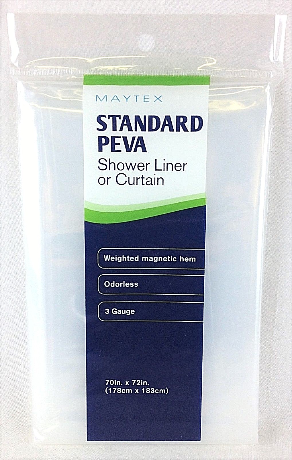 Maytex Standard Peva Shower Liner or Curtain Weighted Magnetic Hem 3 Gauge - NEW gallery
