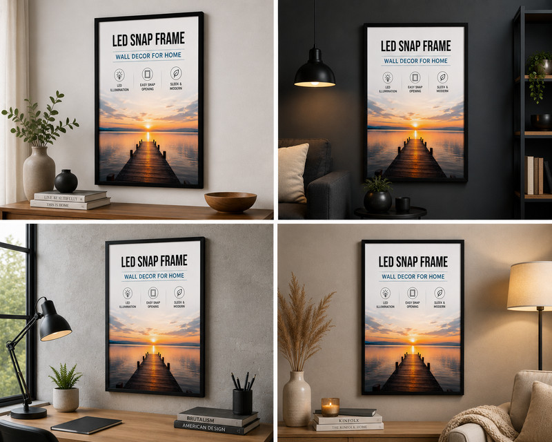 Modern LED Poster Frame, Decorative Lighted Frame, Black or Silver gallery