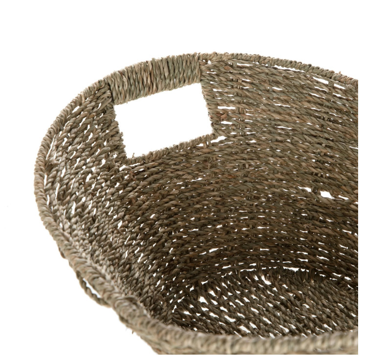 Oval Natural Seagrass Storage Basket with Cut-Out Handles gallery
