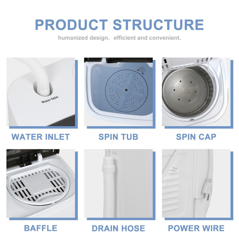 Compact Twin Tub Washing Machine Fast Dryer & Efficient Spin Washer Save Space gallery