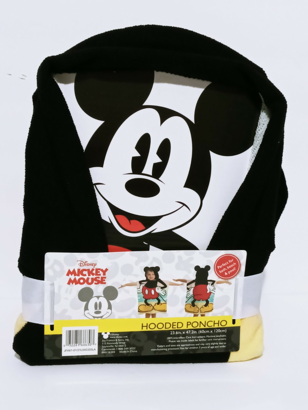 Disney Mickey Mouse 3D Ears Poncho Kids Hooded Beach Towel 23.6"× 47.2" In. New gallery