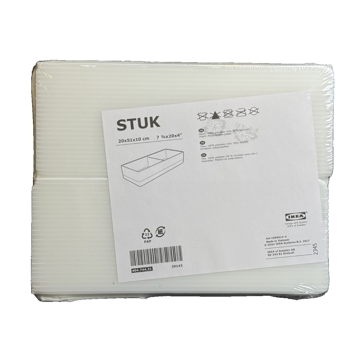 IKEA STUK Storage Box White With Compartments 7¾''×20''×4'' 404.744.31 – NEW gallery