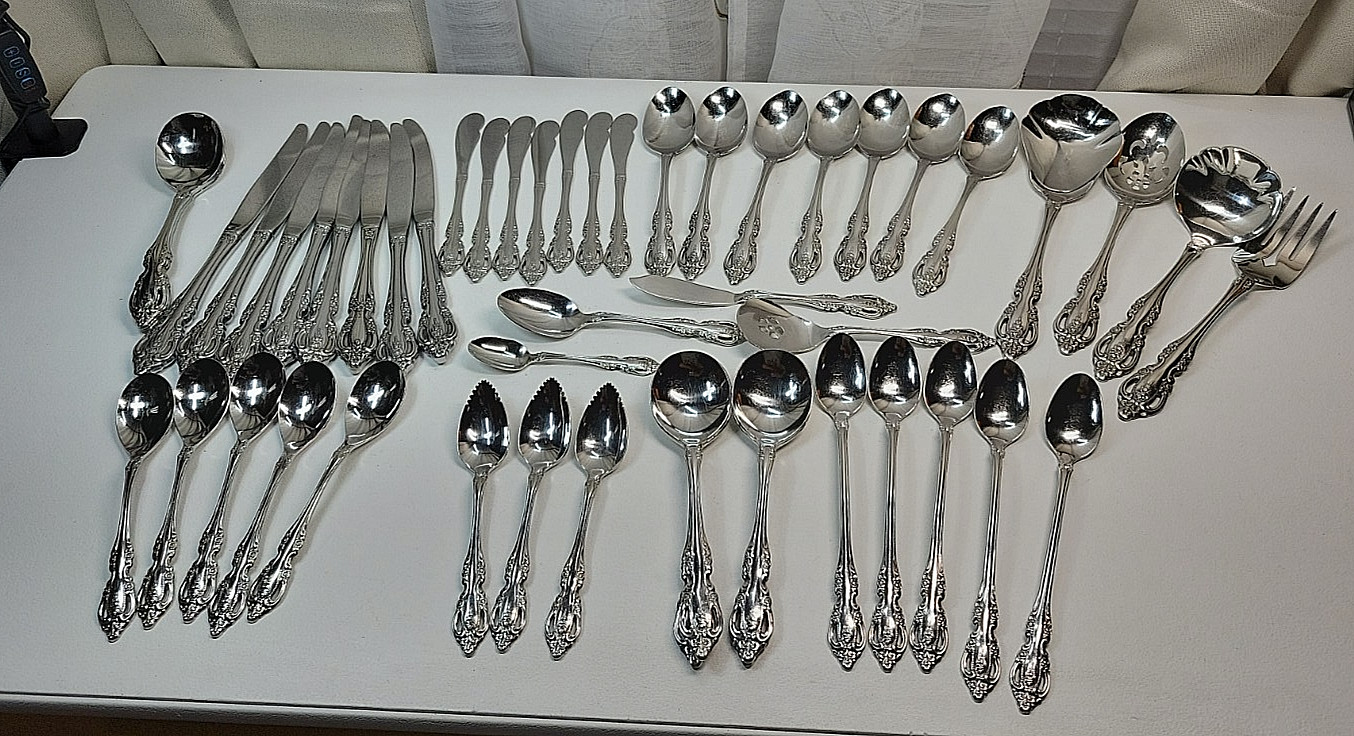 Oneida Community BRAHMS Stainless Flatware Mixed Lot 50 Pieces Knives, Spoons++ gallery