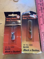 2 Pc 1/8” Collets Black And Decker For Rotary Tools Vintage #94-039 Made In USA