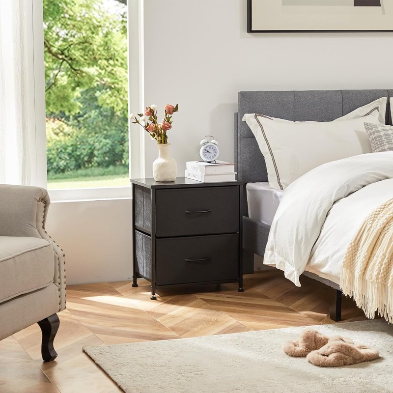 2Pcs Nightstand End Table Side Table with 2 Fabric Drawers Bedside Table Bedroom gallery